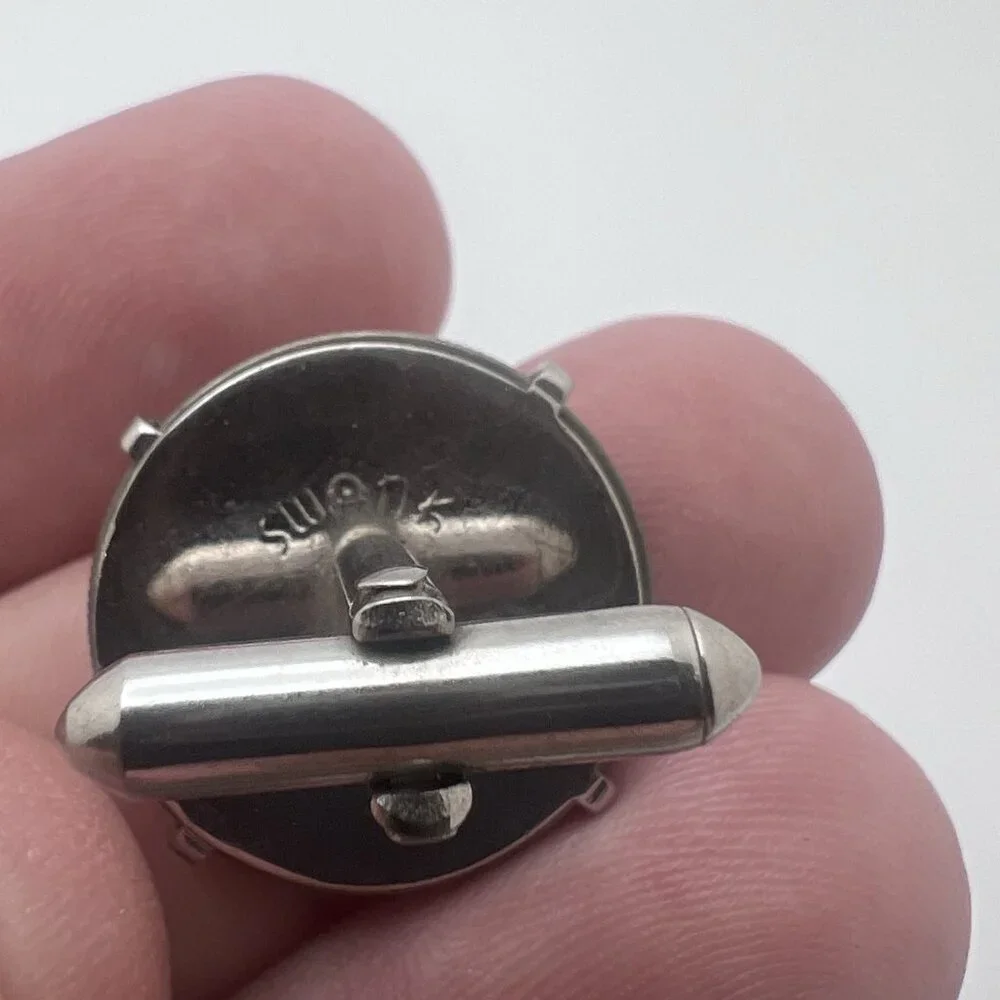 GREECE Coin Cuff Links Repurposed Vintage Greek‎ 50 Lepta Silver Tone Coins